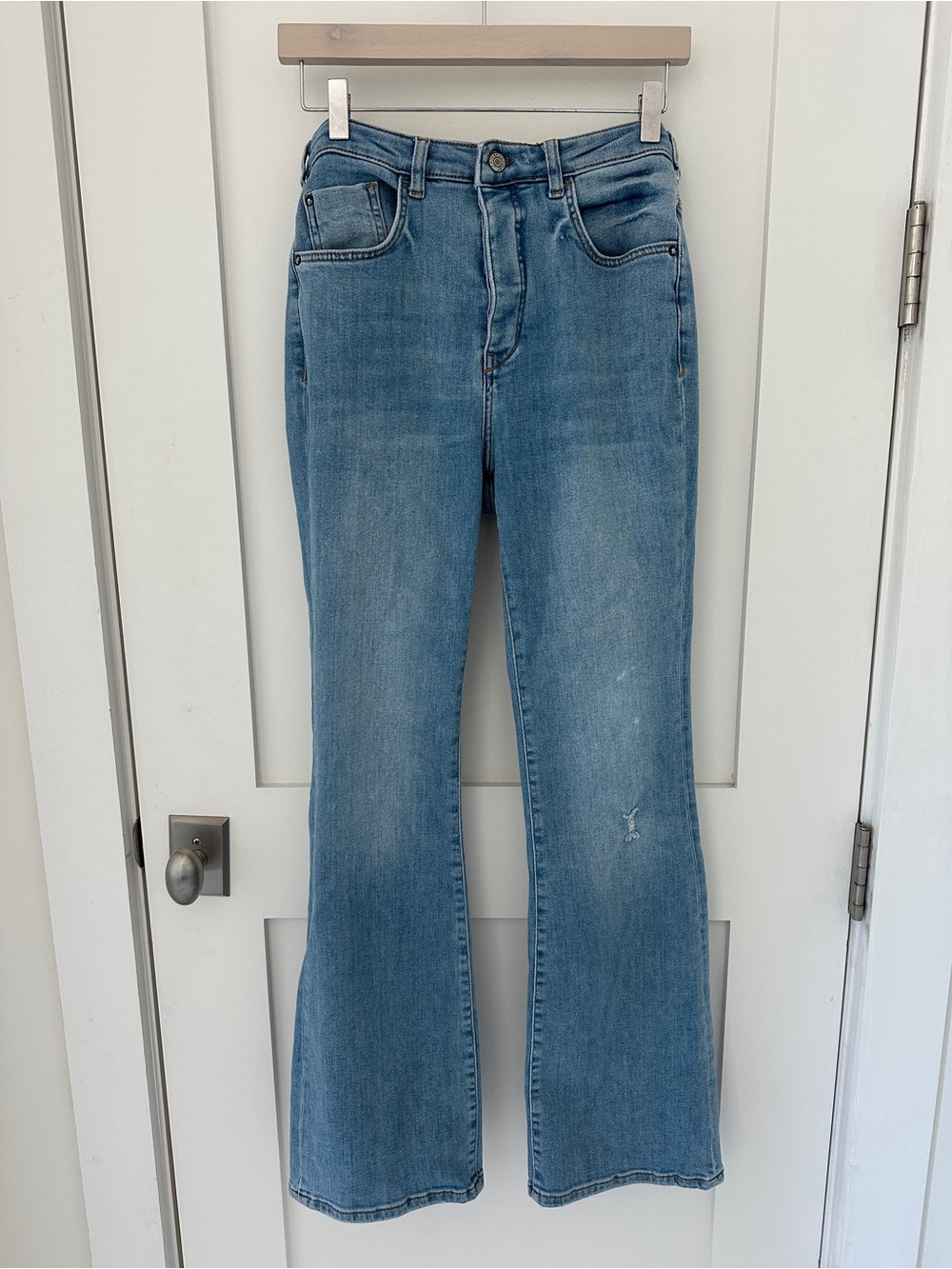 Pilcro Light Blue High-Rise Flare Jeans